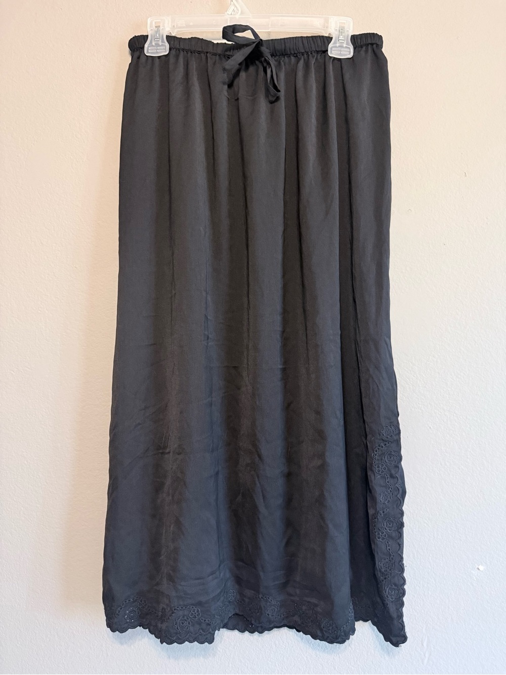 🖤 Black Maxi Skirt with Eyelet Trim